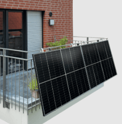 Kleines Kraftwerk Duo Gitterbalkon Komplettset 820Wp mit Hot-Spot-Free Technologie und statisch geprüfter Balkon Halterung (made in Germany)