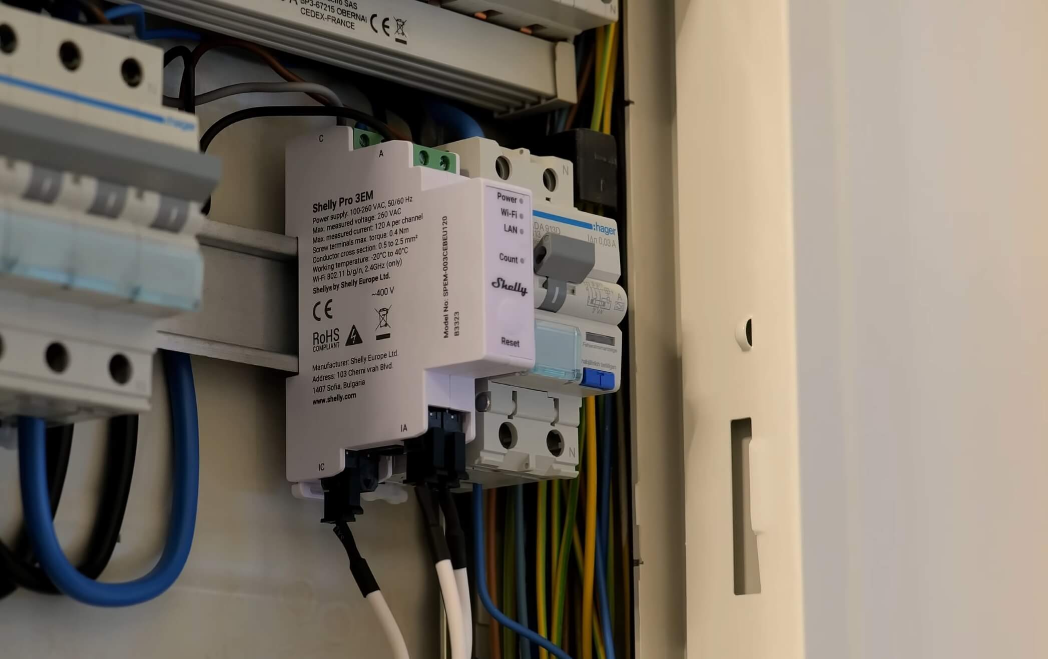 Shelly Pro 3EM im Zählerkasten