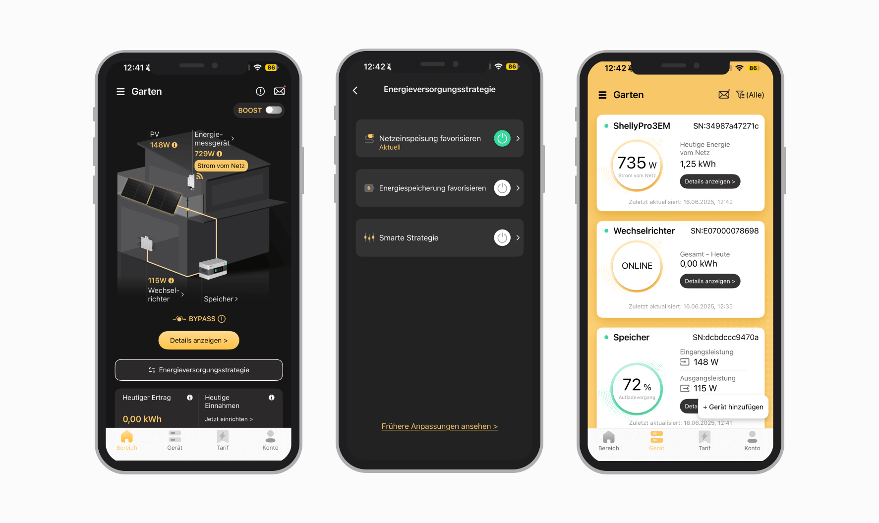 Funktionen in der SunLit App