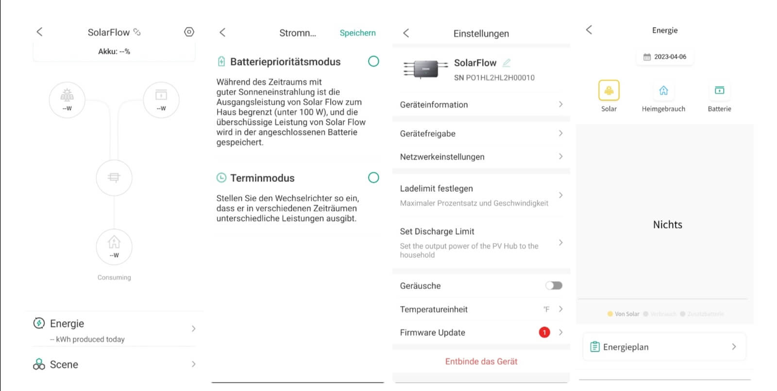 Zendure SolarFlow App Steuerung